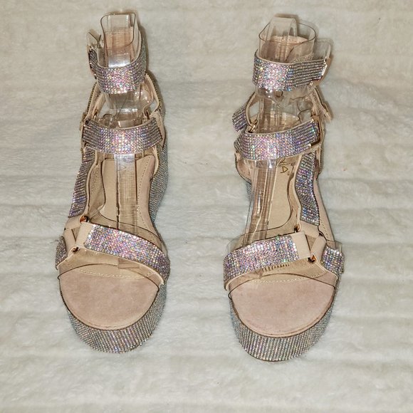 2" Sparkle Rhinestone harness strap Flatform Platform shoes Comfy - Picture 3 of 14